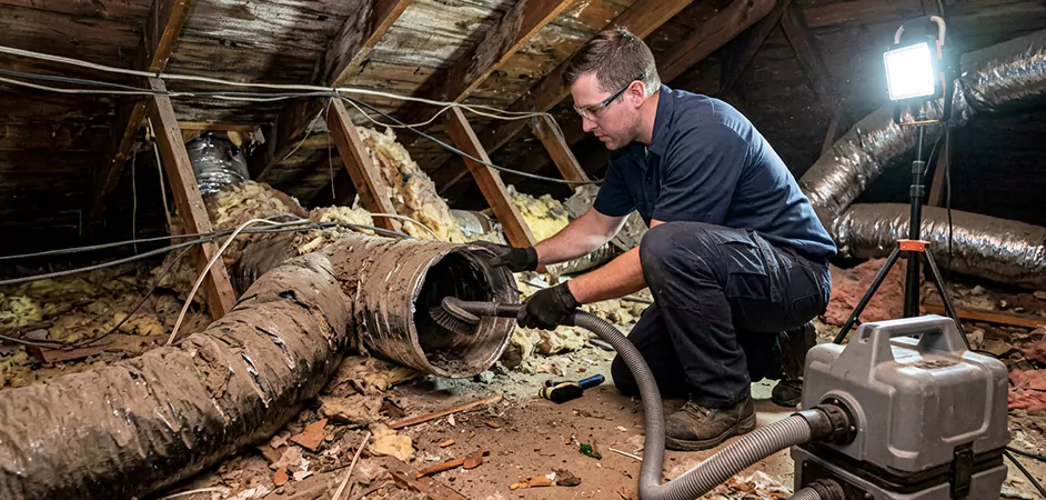 Storm-Damaged Attic Duct Cleaning in Middletown